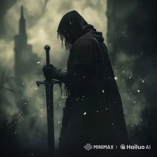 Mysterious Figure in Shadowy Realm with Sword – AI Generated Video | Hailuo AI