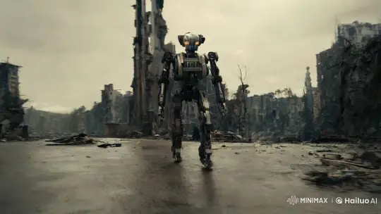 Abandoned Cityscape: A Robot's Solitary Journey – AI Generated Video | Hailuo AI