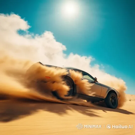 High-Adrenaline Sports Car Drifts Through Desert – AI Generated Video | Hailuo AI