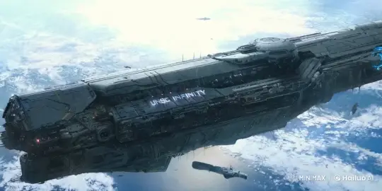 UNSC Infinity: Drifts Majestically Above Earth in Space – AI Generated Video | Hailuo AI