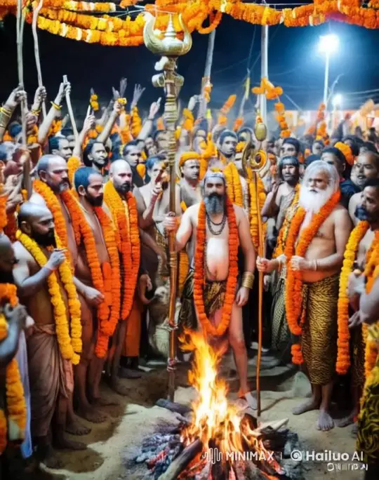 Vibrant Ritual Gathering with Ceremonial Fire and Devoted Crowd – AI Generated Video | Hailuo AI