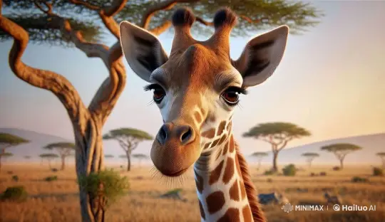Friendly Giraffe in Serene Savannah Setting – AI Generated Video | Hailuo AI