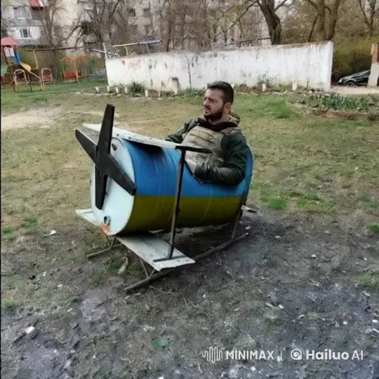 Imaginary Flight: Person Pilots Barrel-Plane in Playground Setting – AI Generated Video | Hailuo AI