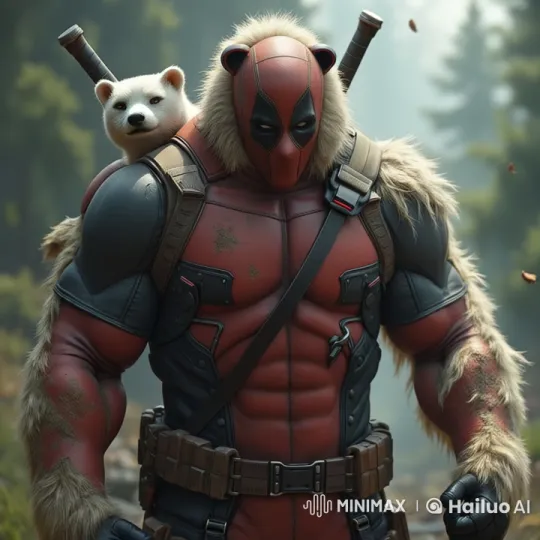 Live2D Animated Forest Scene with Muscular Figure and White Ferret – AI Generated Video | Hailuo AI