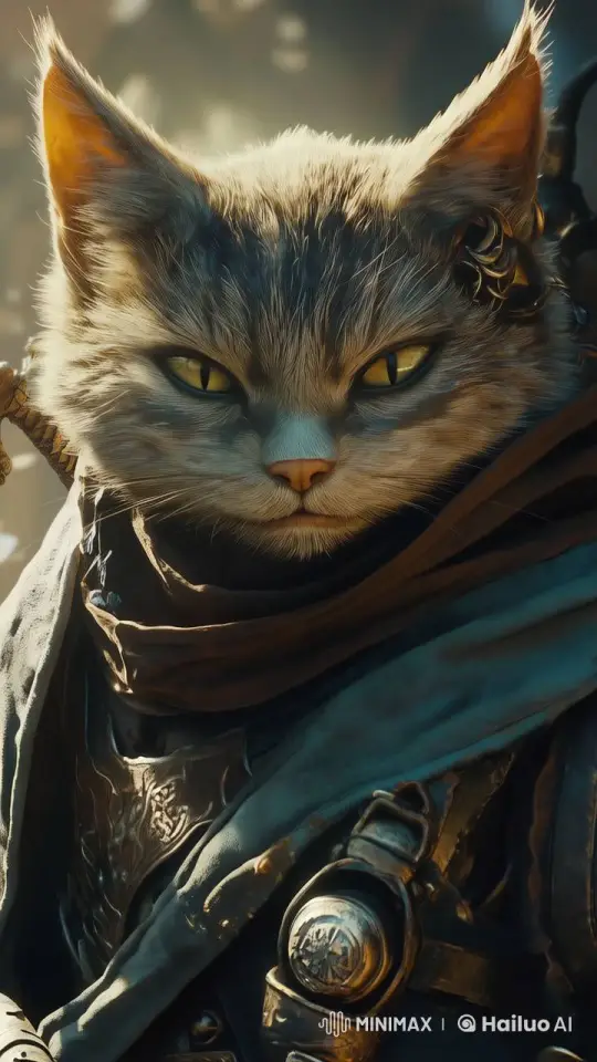 Warrior Cat in Live2D with Detailed Armor and Keen Stance – AI Generated Video | Hailuo AI