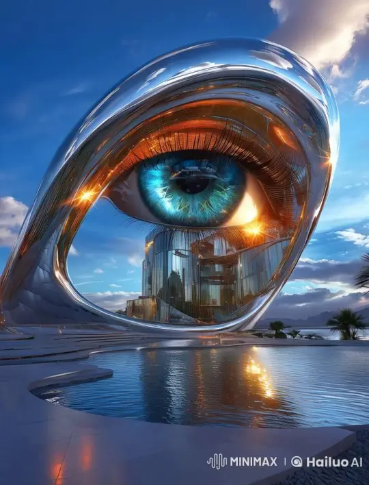Futuristic Vision: Serene Eye Structure with Dynamic Reflections – AI Generated Video | Hailuo AI