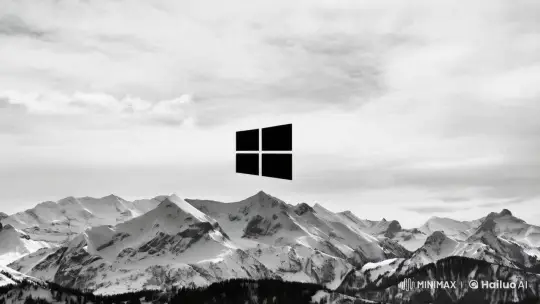 Snowy Mountains with Static Windows Logo – AI Generated Video | Hailuo AI