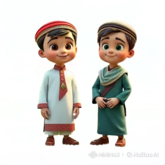 Traditional Attire Kids Joyfully Skipping Rope Together – AI Generated Video | Hailuo AI