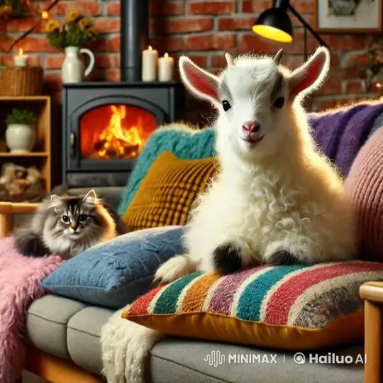 Goat Mimics 'Squid Game' Challenges with Feline Observer – AI Generated Video | Hailuo AI