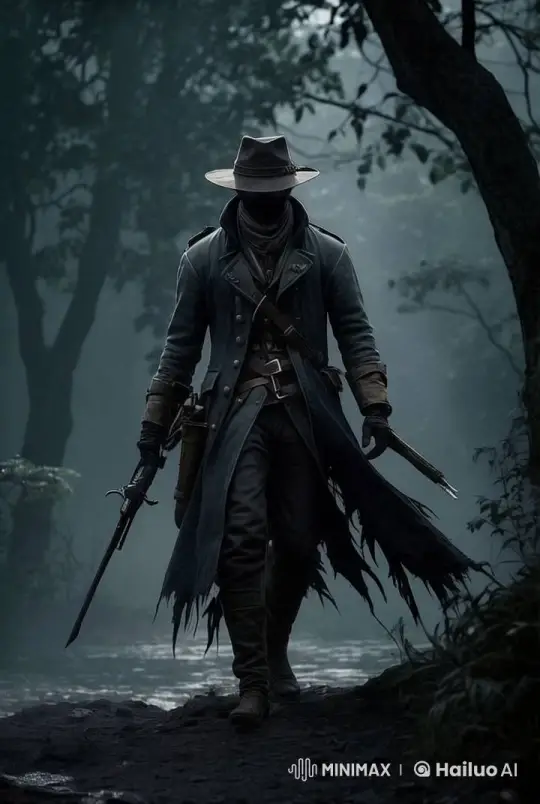 Cloaked Man Transforms into Raven in Dark Forest – AI Generated Video | Hailuo AI