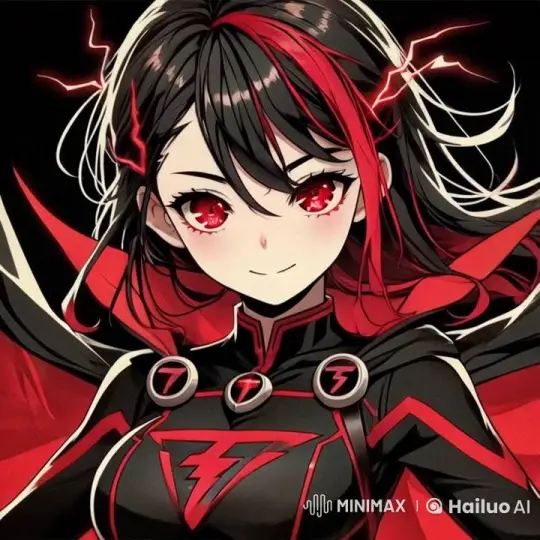 Electrifying Female Hero Soars with Red Lightning – AI Generated Video | Hailuo AI