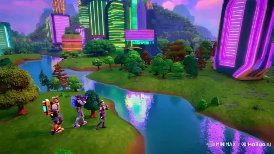 Fortnite Chapter 7 Map: Futuristic Avatars in a Neon-Lit Landscape – AI Generated Video | Hailuo AI