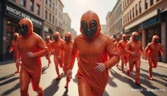 Mysterious Runners in Orange Suits Captured on Found Footage – AI Generated Video | Hailuo AI