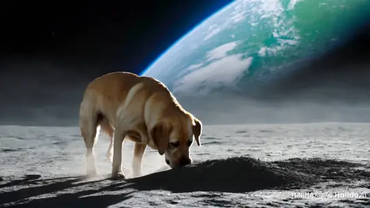 Labrador Explores Moon's Surface in Dreamy Low-Gravity Scene – AI Generated Video | Hailuo AI