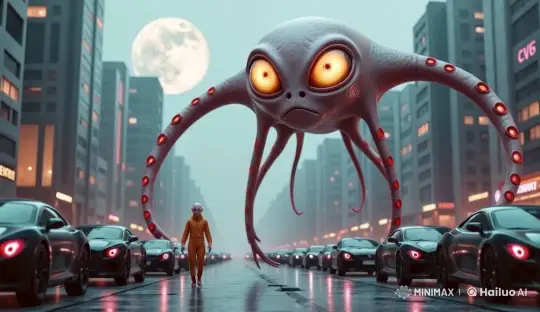 Octopus Alien Realizes Mistake, Swiftly Returns to Space – AI Generated Video | Hailuo AI