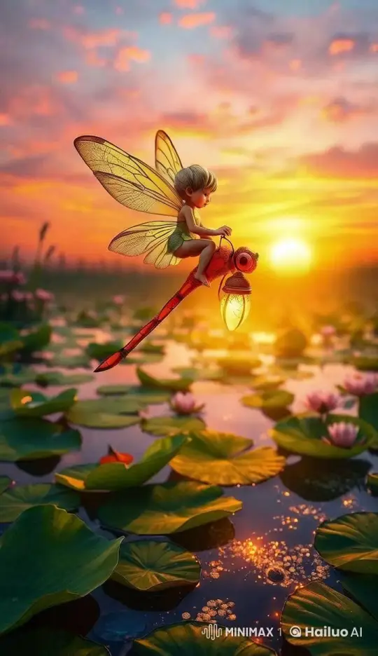 Fairy Child and Monarch Butterfly Over Enchanted Meadow – AI Generated Video | Hailuo AI