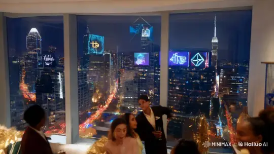 High-Stylish New Year Celebration in Modern City Loft – AI Generated Video | Hailuo AI