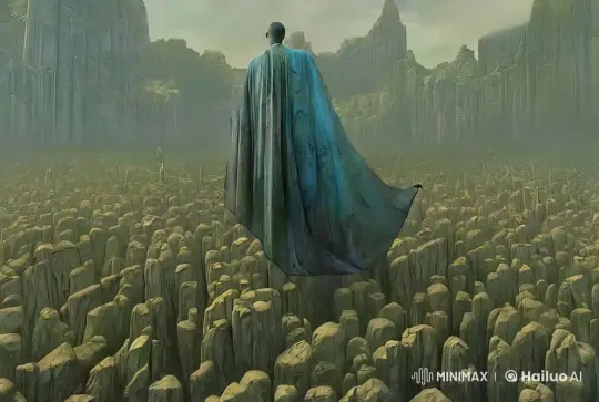 Mystical Figure Levitates Over Alien Landscape – AI Generated Video | Hailuo AI