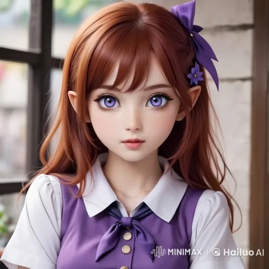 Animated Girl in Purple Uniform by Window – AI Generated Video | Hailuo AI