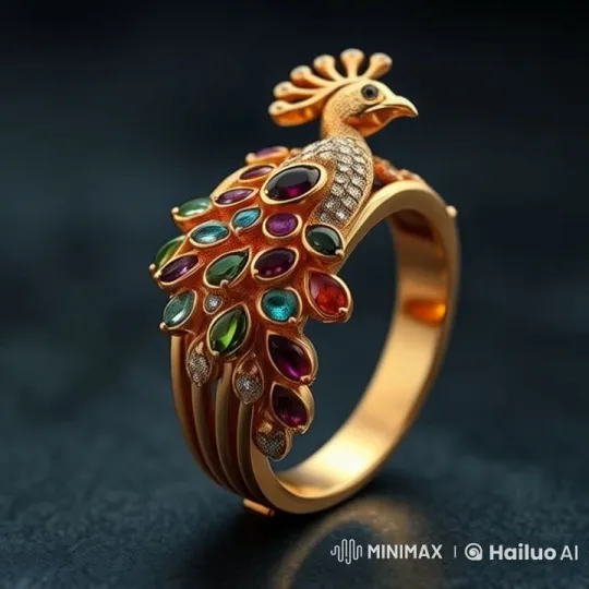 Luxurious Peacock-Themed Ring Showcased in 360-Degree Live2D Animation – AI Generated Video | Hailuo AI