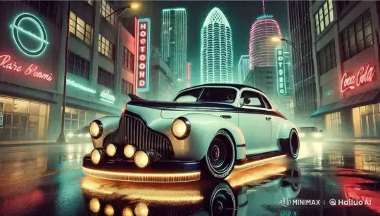 Futuristic Car Speeds Through Neon-Lit Cityscape – AI Generated Video | Hailuo AI