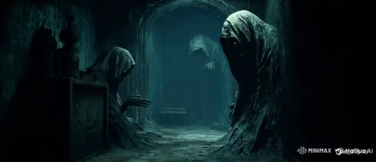 Eerie Hallway: Ghostly Figures Emerge – AI Generated Video | Hailuo AI