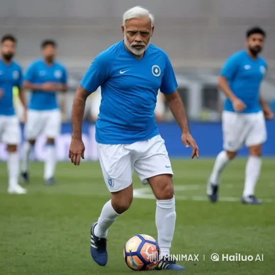 Blue Jersey Player Skillfully Dribbles Soccer Ball – AI Generated Video | Hailuo AI