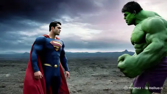 Superman vs. Hulk: Epic Clash in an Ominous Landscape – AI Generated Video | Hailuo AI