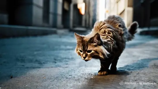 Urban Alley Cat: Resilient Beauty Amidst Decay – AI Generated Video | Hailuo AI