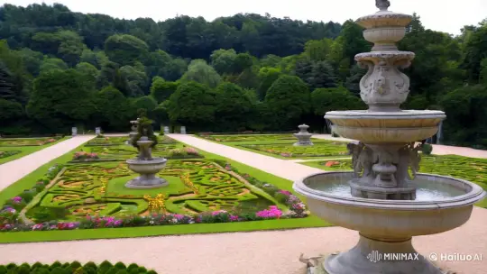 Elegant Panorama of a Majestic, Manicured Garden – AI Generated Video | Hailuo AI