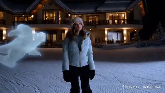 Mysterious Ghost Cloud Possesses Woman at Ski Resort – AI Generated Video | Hailuo AI