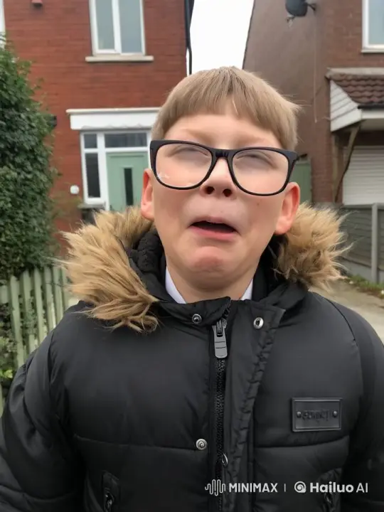 Boy with Glasses Makes Funny Face, Punches Screen, Flexes Muscles in Live2D Animation – AI Generated Video | Hailuo AI
