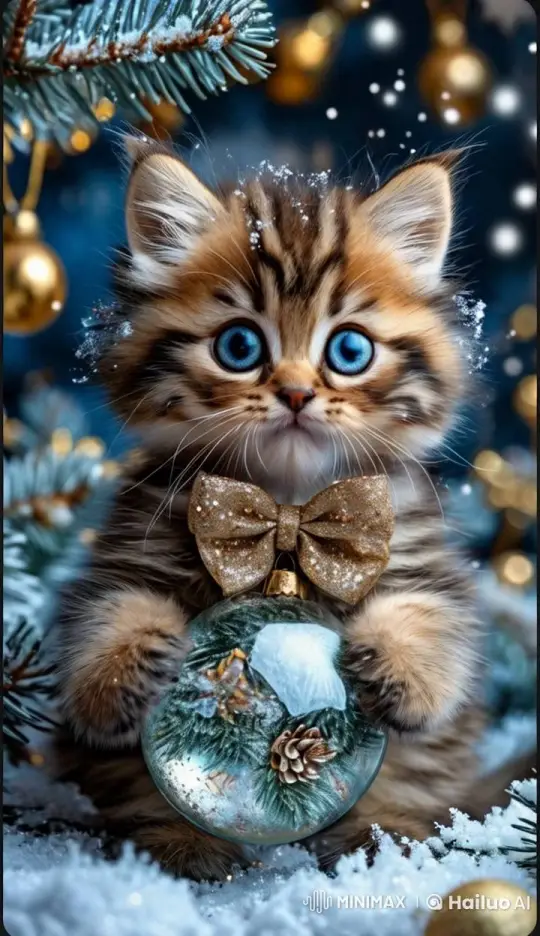 Live2D Kitten Celebrates Christmas with Festive Charm – AI Generated Video | Hailuo AI