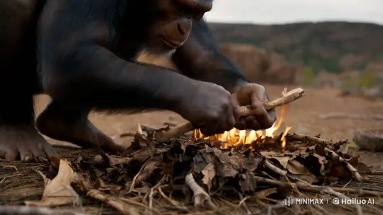 Primitive Fire-starting Technique Captured on Film – AI Generated Video | Hailuo AI