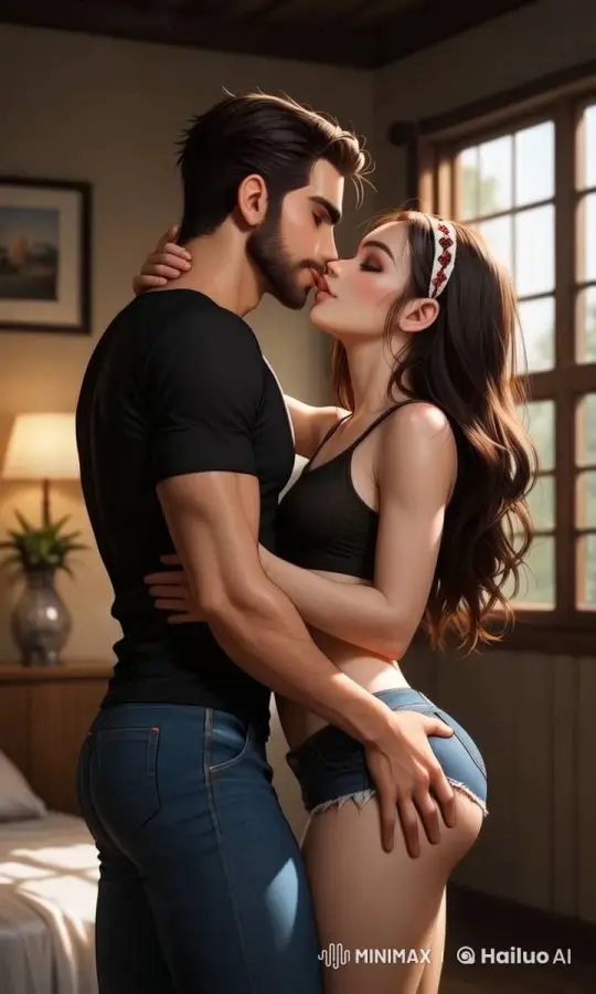 Intimate Moment Between Couple in Animated Bedroom Setting – AI Generated Video | Hailuo AI