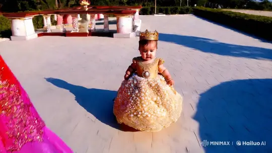 Baby in Golden Dress: Dreamy FPV Ethereal Journey – AI Generated Video | Hailuo AI