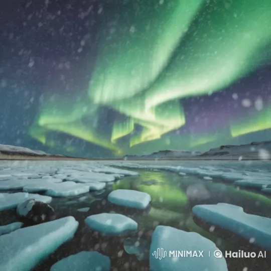 Northern Lights Dance Over Serene Arctic – AI Generated Video | Hailuo AI