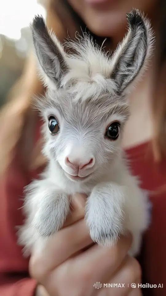 Close-up of Person Holding Curious Fluffy Animal – AI Generated Video | Hailuo AI