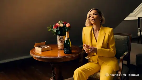 Luxurious Attic Scene with Elegant Woman in Yellow Suit – AI Generated Video | Hailuo AI