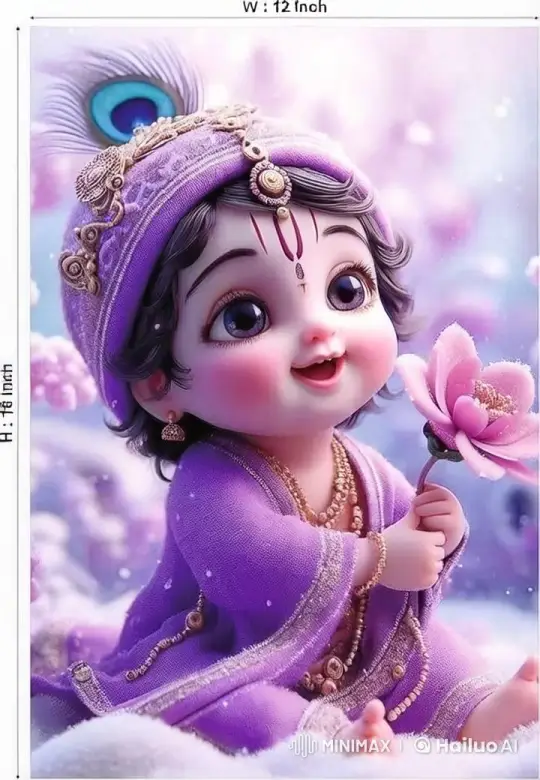Enchanting Child Deity with Peacock Feather and Lotus – AI Generated Video | Hailuo AI