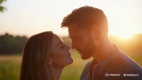 Romantic Sunset Kiss Captured in Intimate Cinematic Shot – AI Generated Video | Hailuo AI