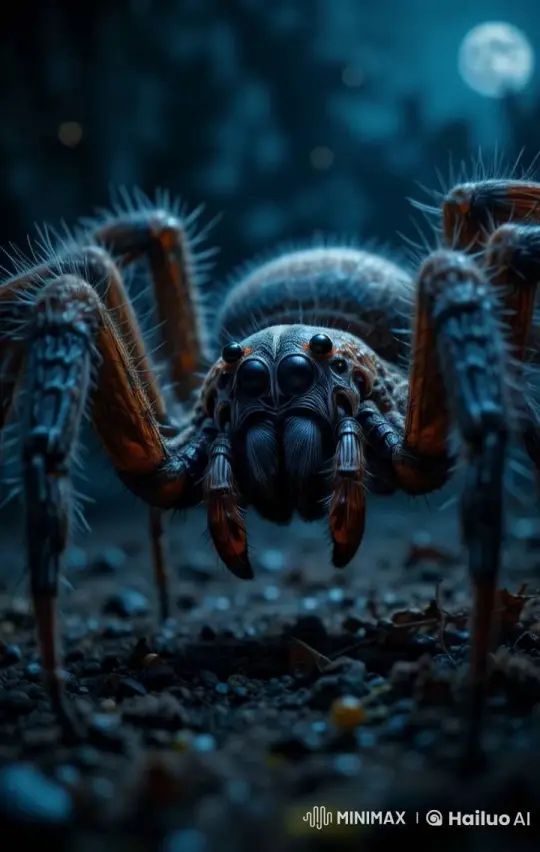 Moonlit Spider Walks in Live2D Realism – AI Generated Video | Hailuo AI