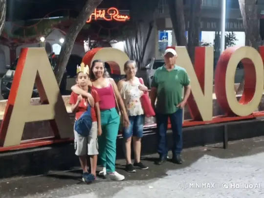 Family Poses in Front of 'AS NOV' with Hotel Roma Background – AI Generated Video | Hailuo AI
