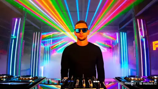 DJ in Futuristic Club: Neon, Holograms, 8K Splendor – AI Generated Video | Hailuo AI