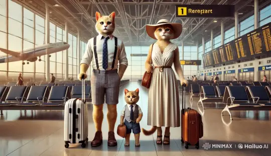 Happy Cat Family Embarks on Airport Adventure – AI Generated Video | Hailuo AI