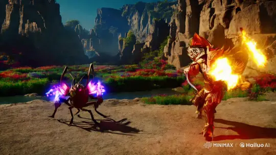 Epic Battle: Scorpion Warrior vs. Fiery Demon in Mystic Arena – AI Generated Video | Hailuo AI