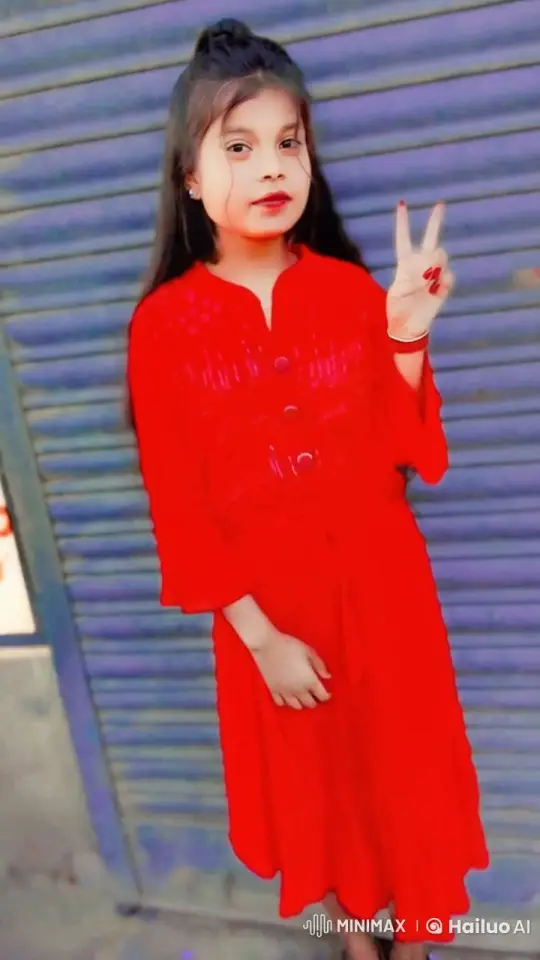 Girl in Red Dress Poses for Peaceful Photo – AI Generated Video | Hailuo AI