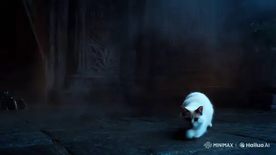 Mystical Setting: Cat, Sword, and Dragon in Ancient Realm – AI Generated Video | Hailuo AI