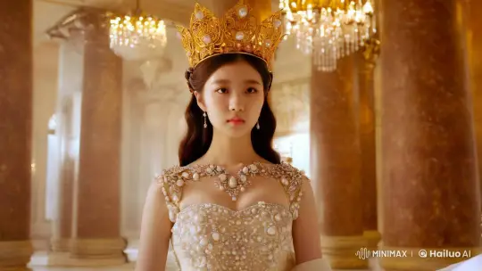 Royal Elegance: East Asian Idol Hera in Majestic Palace Scene – AI Generated Video | Hailuo AI