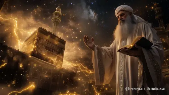 Spiritual Leader in Sacred Moment with Celestial Glow – AI Generated Video | Hailuo AI